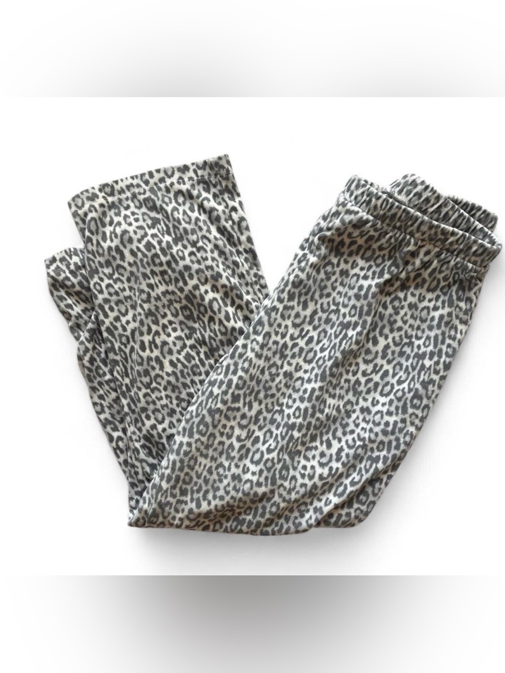 Velour Leopard Print Lounge Pajama Pants - Grey